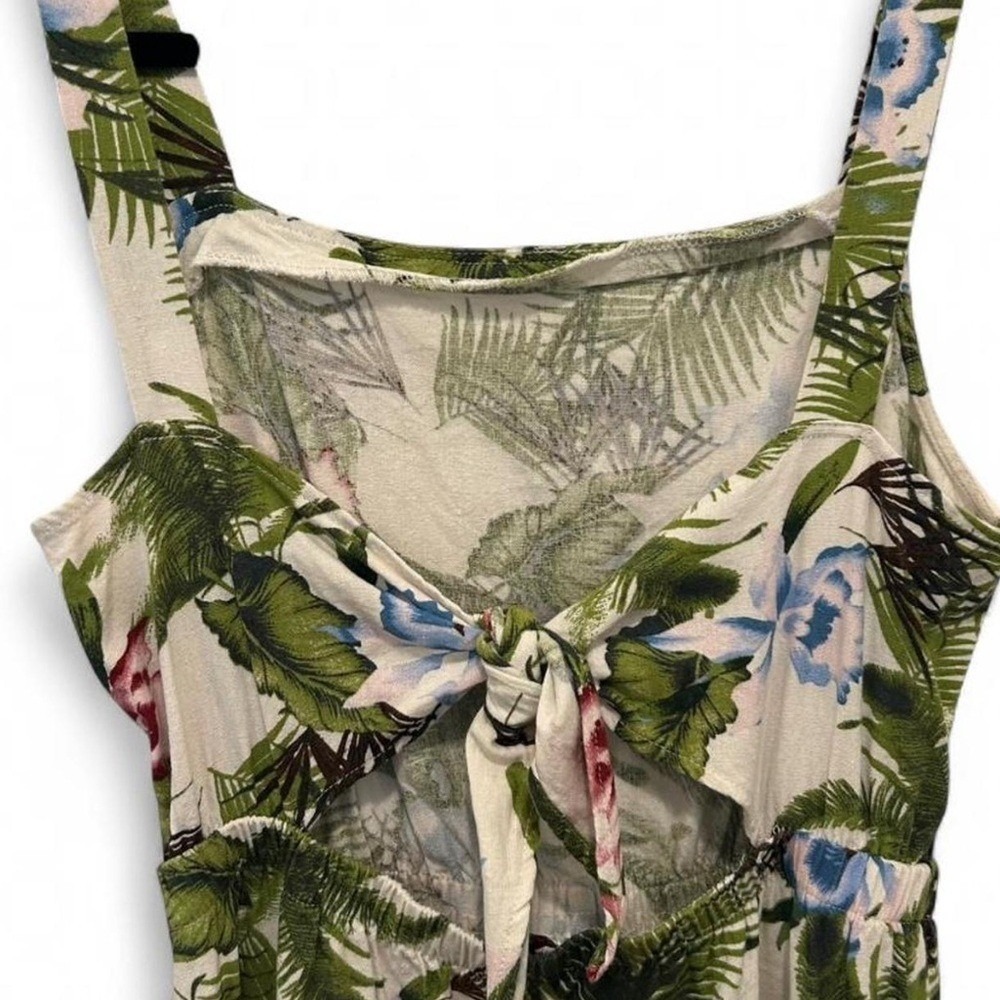 One Clothing Tropical Linen Blend Cropped Wide Leg Jumpsuit M Summer Vacation - Picture 5 of 10